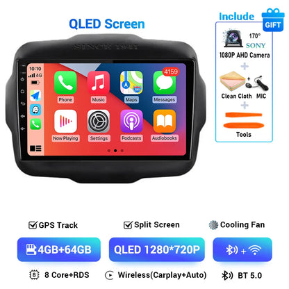 Android 15 Carplay Auto 4G DSP Car Radio Video Multimedia Player For Jeep Renegade 2016 2017 2018 2019 2020 Autoradio GPS Stereo