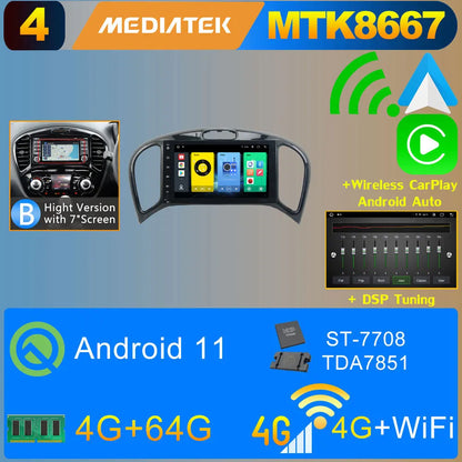 2Din Android 11 8G+128G Car Radio Stereo For Nissan Juke YF15 2010-2019 GPS Navigation Bluetooth 5.0 Tethering Carplay Autoradio