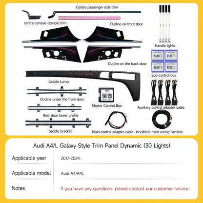 LED Ambient Lights For Audi A4 A4L 2009-2023 Models 64 Colors Rainbow Atmosphere Lamps APP/ Car Play/Car Radio Control