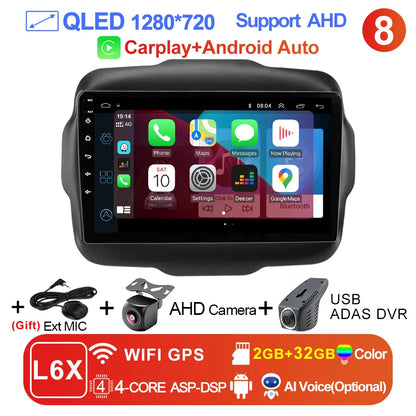 LEHX L6Pro 4G LTE DSP Car Radio Android Auto Video Multimedia Player For Jeep Renegade 2016-2020 Carplay 2din dvd Autoradio  gps