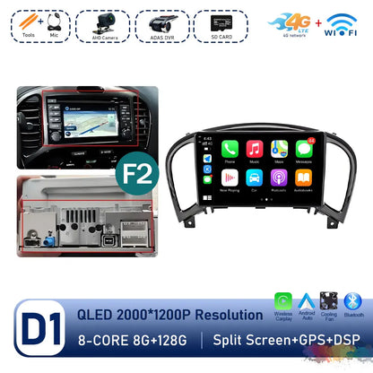 Carplay Android OS for Nissan Juke YF15 2010 - 2014 QLED Touch Screen 9 '' Car Radio Stereo Player GPS Navigation WiFi Head Unit
