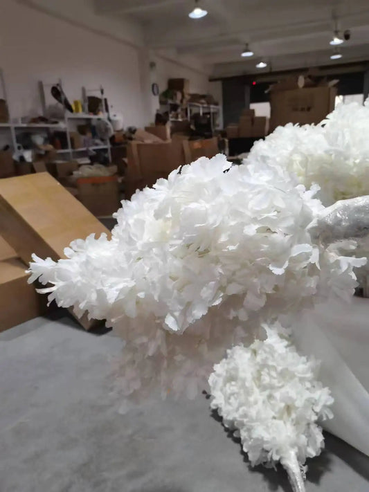 100pcs 90cm White Branch Snow Cherry Blossom Artificial Flower Home Living Room Decoration Wedding Outdoor Party Shooting Props