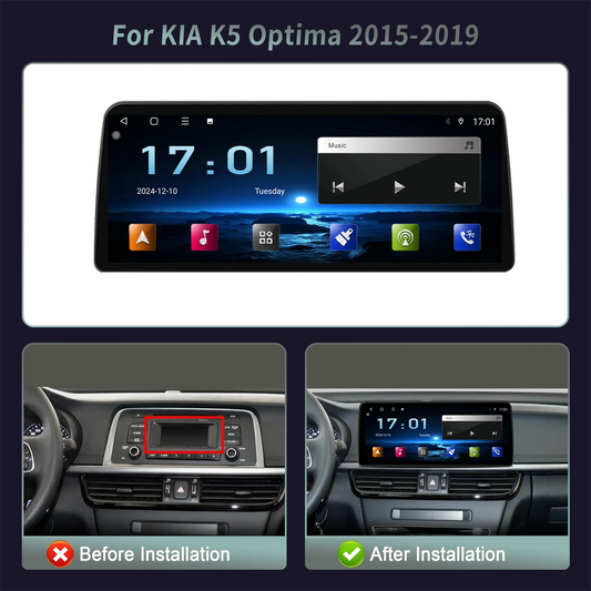 12.3inch Android 14 For KIA K5 Optima 2015 2016 2017 2018 2019 Car Radio Multimedia Navigation GPS Carplay Stereo Touch Screen