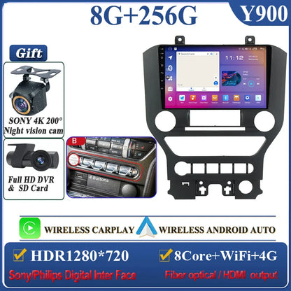 Android 14 Carplay FOR FORD Mustang S550 2014-2021 Multimedia Car Player Navigation Screen GPS Radio No 2 Din Stereo Head Unit