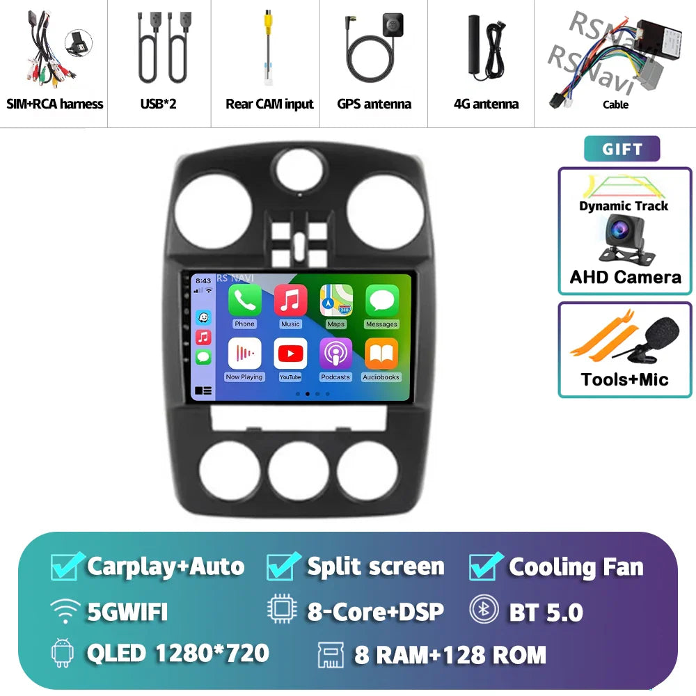 Android 14 Carplay For Chrysler PT Cruiser 2000-2010 2 Car Radio Multimedia Player Din GPS Navigation Autoradio Stereo Head Unit