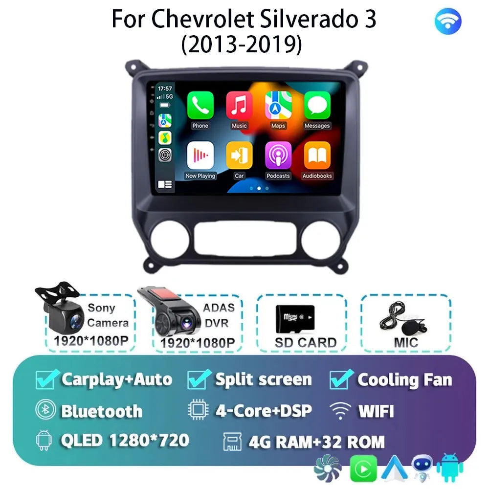 Android 14 Carplay Auto Car Radio Multimedia For Chevrolet Silverado 3 GMTK2 2014 2015 2016 2017 2018 Autoradio Stereo Head Unit