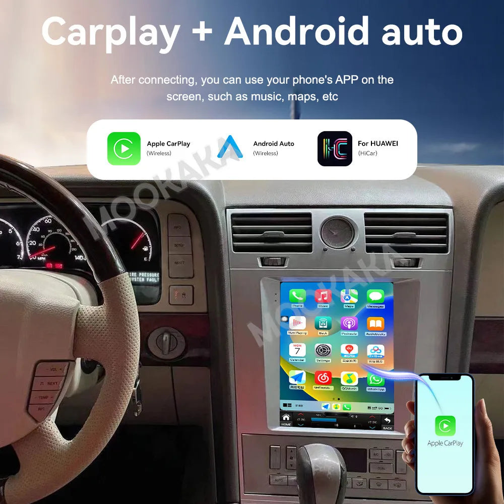 9.7" T-Style Radio For Lincoln Navigator 2005-2013 Android 14 8+256GB Vertical Screen Car Stereo Navigation GPS/DSP/CarPlay Unit