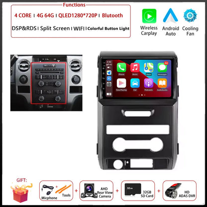 For Ford F150 P415 Raptor 2008 - 2014 Car FM/AM DSP 4G Android OS Carplay Auto WIFI  Radio Stereo Multimedia Player 2din BT 5.0
