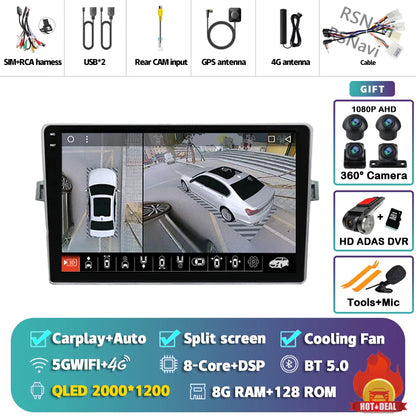 Android 14 Car radio Navigation Multimedia Player For Toyota Verso 2010 2011 2012 2013 2014 2015 2016 Carplay Auto Stereo video