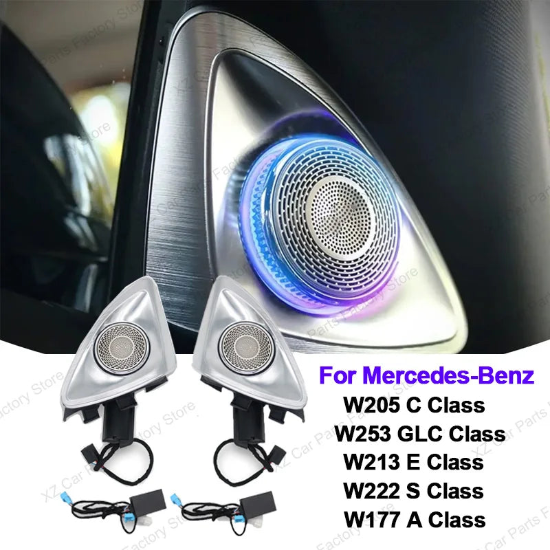 For Mercedes-benz E-class W213 2016-2023 64 Colors 4D Rotating Tweeter Speaker Led Luminous Car Speaker Refit 3D Tweeter