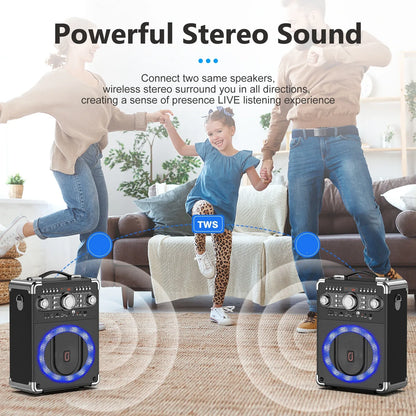 S8-T Kara Ok with 3 Microphones,Portable Bluetooth 5.3 Kara Ok Speaker, Suitable for Outdoor Activities, Parties and Parties