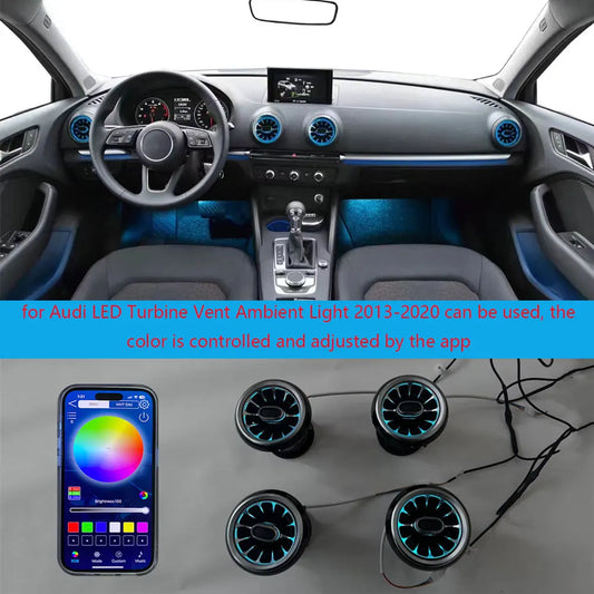 LED Turbo Vent for Audi A3 2013-2020 Turbo Vent Ambient Light app controls to adjust the color