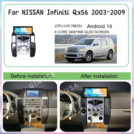 Android 14 Car Player 12.3" GPS Navigation For Infiniti QX56 2003-2009 Car Radio player Auto Video stereo Multimedia GPS Navi