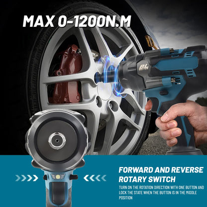 1200N.M Torque Brushless Electric Impact Wrench 1/2 inch Cordless Wrench Screwdriver Power Tools for Makita 18V Battery power tools
