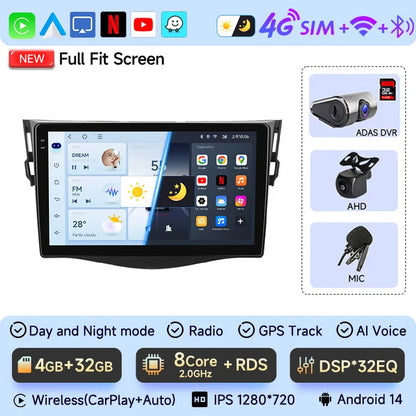 JIUYIN Car Radio For Toyota RAV4 Rav 4 2005-2013 Android 14 Multimedia Player 2Din Carplay DSP Navigation GPS 4G WIFI stereo