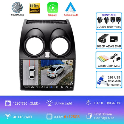 Android 14 2 DIN untuk Nissan Qashqai 1 J10 2006-2014 Radio Mobil Navigasi Pemutar Multimedia DVD Carplay Stereo Speaker Unit Ke