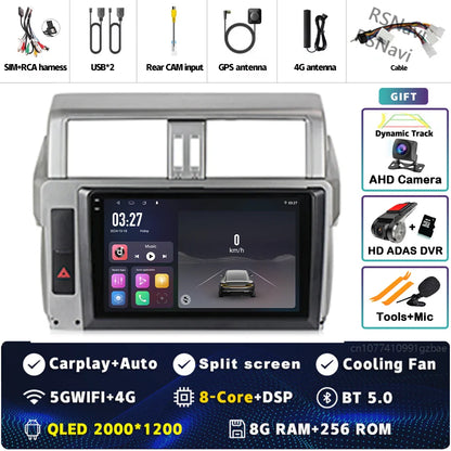 Android 14 For Toyota Land Cruiser Prado 150 2013 - 2017 2K QLED Android Car Radio Multimedia Video Player GPS Stereo CarPlay