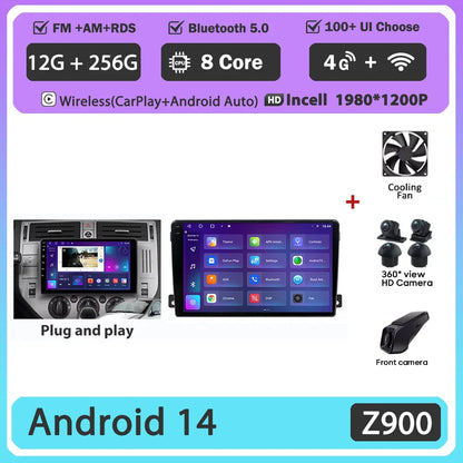 For Ford C-MAX 2003 - 2010 Android 14 Carplay Auto Car Radio Multimedia Video Player Navigation GPS No 2Din 2 Din DVD DSP 4G