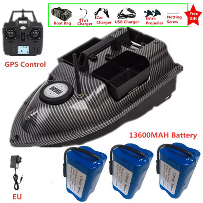 16 GPS Return Nesting Sonar Fish Finder RC Bait Boat 500M 2KG LCD Screen Waterproof Correction Yaw Remote Control Fishing Boat