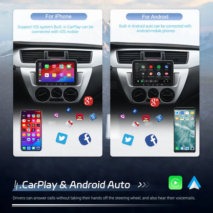Podofo 2+32G Android Car Radio 7'' 1Din Multimedia Player Carplay Android Auto GPS Navigation WIFI EQ 4Core Bluetooth Car Stereo