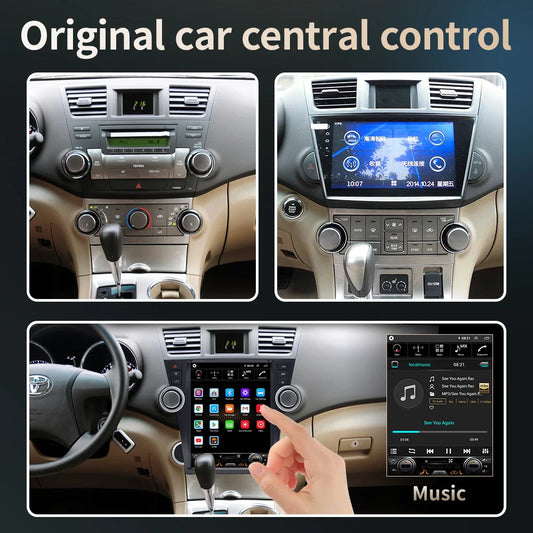 Vertical Screen Android 13 For Toyota Highlander Kluger 2009 - 2013 Car Player Stereo Radio DSP Head Unit GPS Navigation Carplay