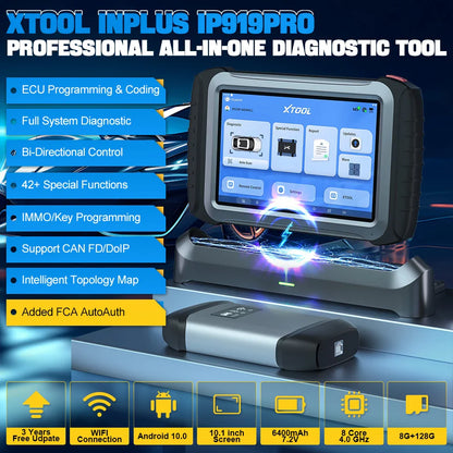 XTOOL INPLUS IP919PRO Car Diagnostic Scanner Automotivo Tools ECU Coding Programming 42 Service CANFD DOIP Topology FCA AutoAuth