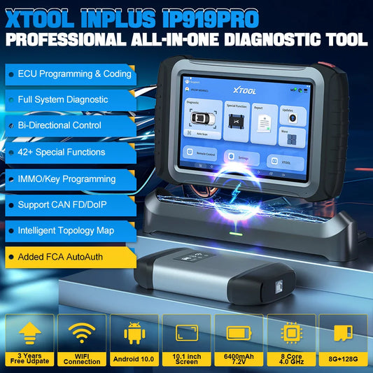 XTOOL INPLUS IP919PRO Car Diagnostic Scanner Automotivo Tools ECU Coding Programming 42 Service CANFD DOIP Topology FCA AutoAuth