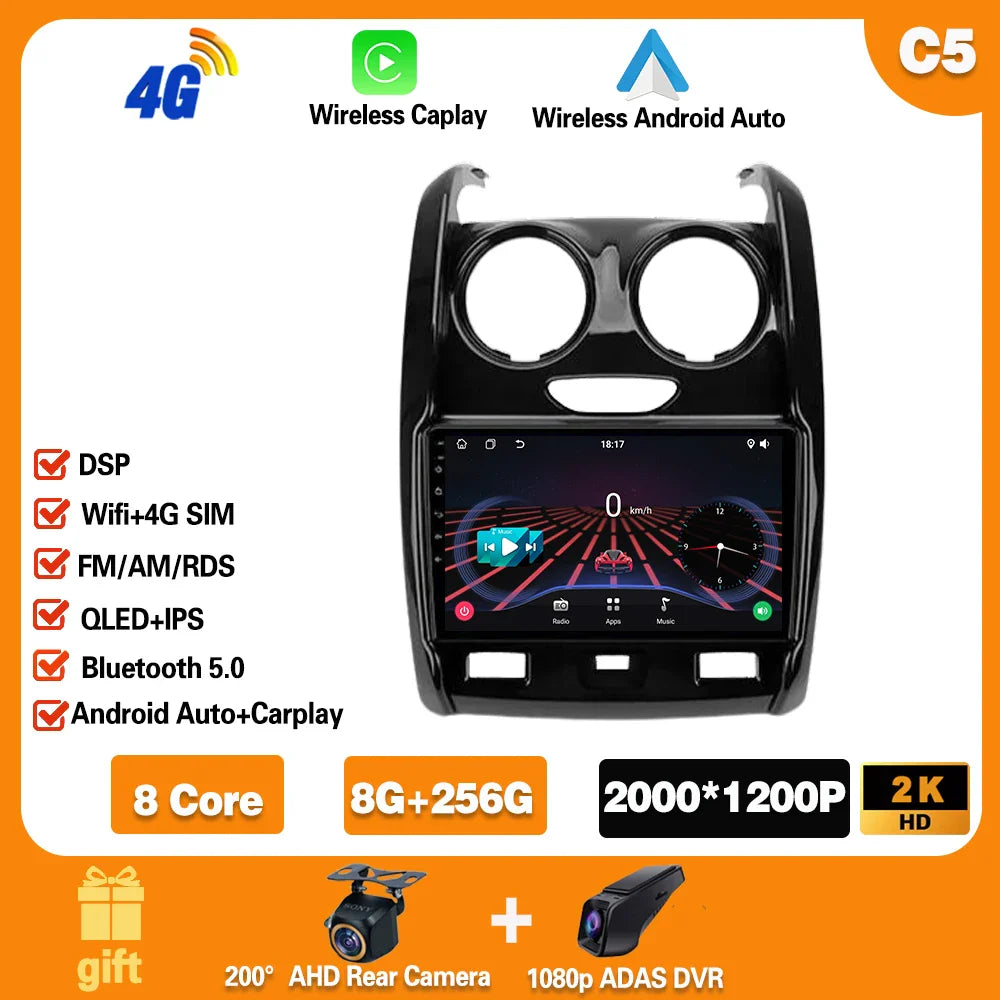 Car Radio For Renault Duster 2015 - 2021 For LADA Largus 2021 Android 14  Carplay  Multimedia Video Player Auto stereo