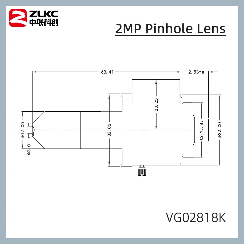 2.8mm Pinhole Lens 1/2.5 Inch FA Camera CS Mount Lens Low Distortion F1.8 Auto Iris CCTV For Machine Vision Camera 2Megapixels