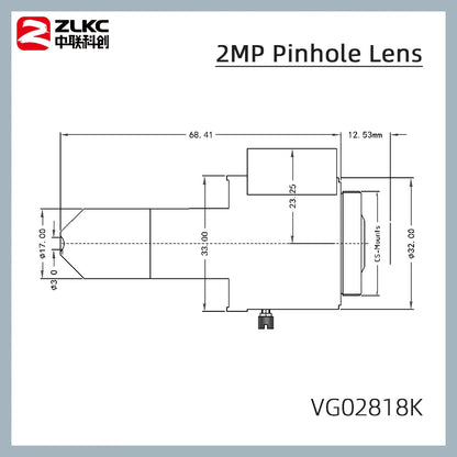 2.8mm Pinhole Lens 1/2.5 Inch FA Camera CS Mount Lens Low Distortion F1.8 Auto Iris CCTV For Machine Vision Camera 2Megapixels