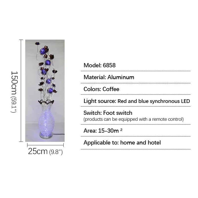 86LIGHT Nordic Blue Floor Lamp Modern Art Living Room Bedroom Hotel  Aluminum Wire LED Originality Flower Light
