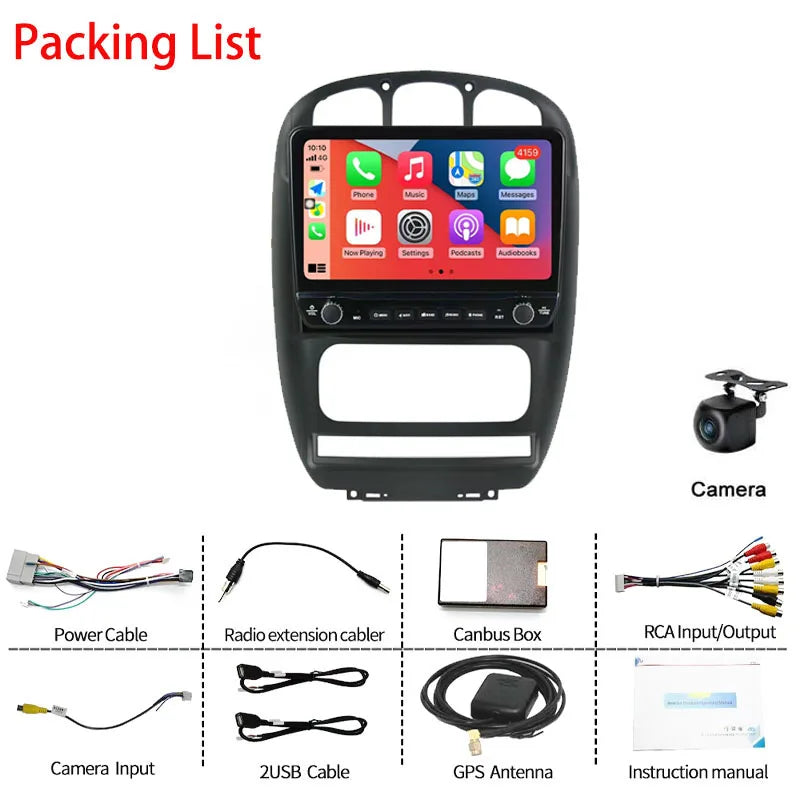 10“ 6+128GB  Android13  For Dodge Caravan2000-2007 Car Radio QLED Multimedia Video Player GPS Navigation CarPlay No 2 Din Stereo
