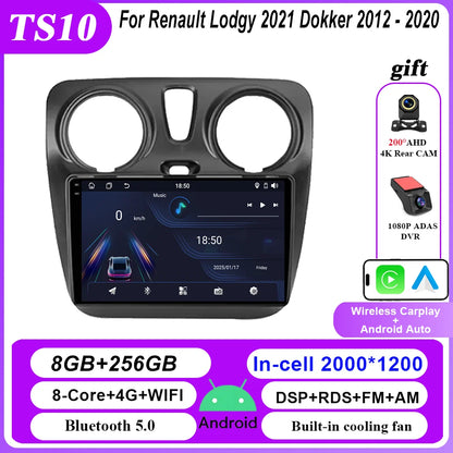 4G Carplay Android Auto Radio For Renault Lodgy 2021 Dokker 2012 - 2020 Auto Multimidia Player QLED Screen 2din Stereo Head Unit