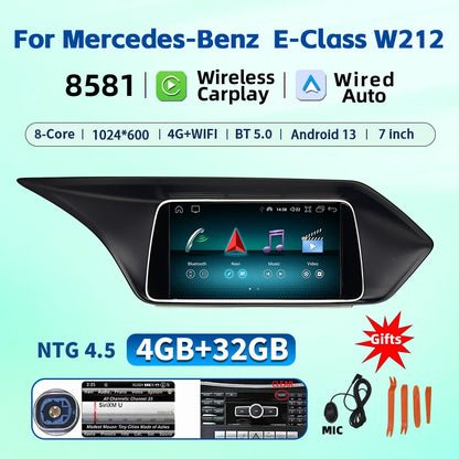 7 Inch Carplay Android 13 Auto Car Intelligent Systems For Mercedes Benz E Class W212 A207 X204 DSP Stereo Touch Screen