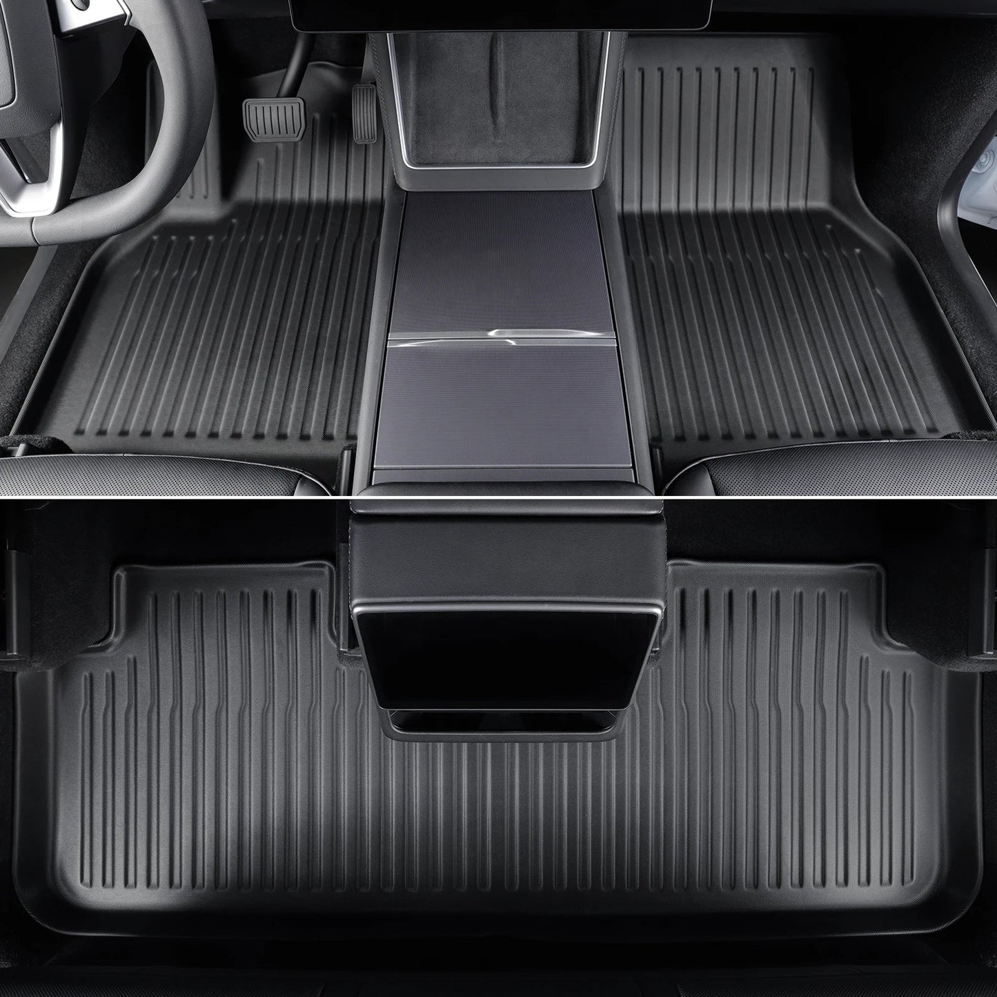 LUCKEASY for New Tesla Model Y 5seats Launch 2025+ Juniper TPE Floor Mats Cargo Liner Trunk Mats Backrest Pad Protection Black
