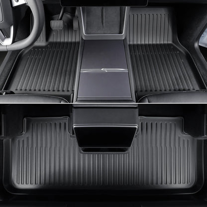 LUCKEASY for New Tesla Model Y 5seats Launch 2025+ Juniper TPE Floor Mats Cargo Liner Trunk Mats Backrest Pad Protection Black