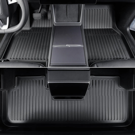 LUCKEASY for New Tesla Model Y 5seats Launch 2025+ Juniper TPE Floor Mats Cargo Liner Trunk Mats Backrest Pad Protection Black
