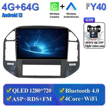 Wireless Android Head Unit For Mitsubishi Pajero 3 V70 V60 1999-2006 Car Auto Radio Carplay Multimedia GPS Navigation No 2din 4G