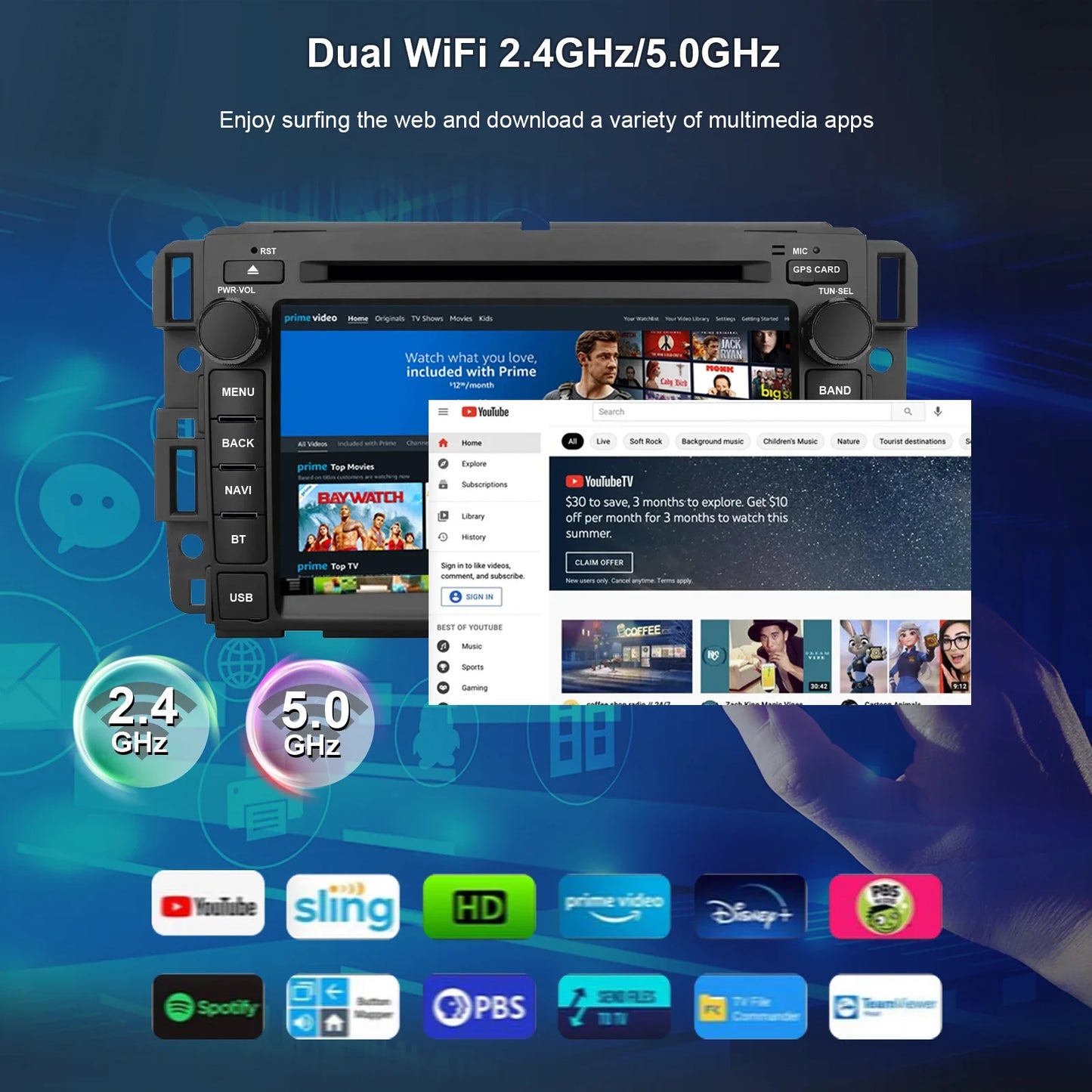 Car Stereo for GMC Acadia Savava Yukon Sierra/Chevy Silverado Tahoe Equinox/Buick Enclave,Android 13 Carplay Autoplay