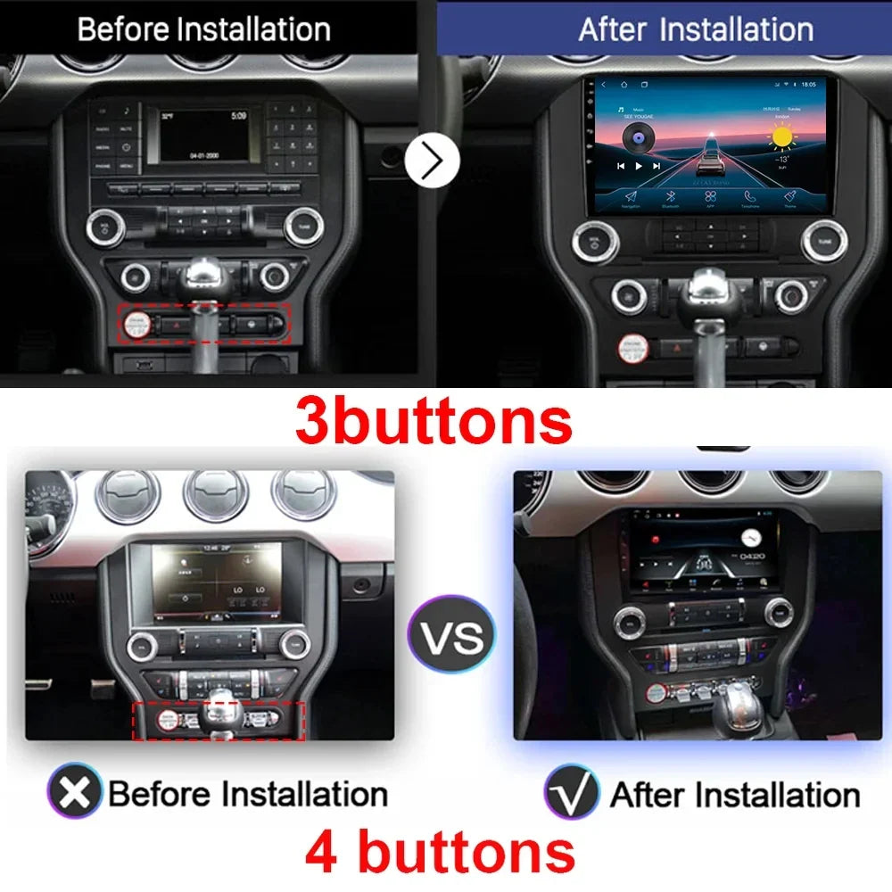 Android 14 Carplay FOR FORD Mustang S550 2014-2021 Multimedia Car Player Navigation Screen GPS Radio No 2 Din Stereo Head Unit