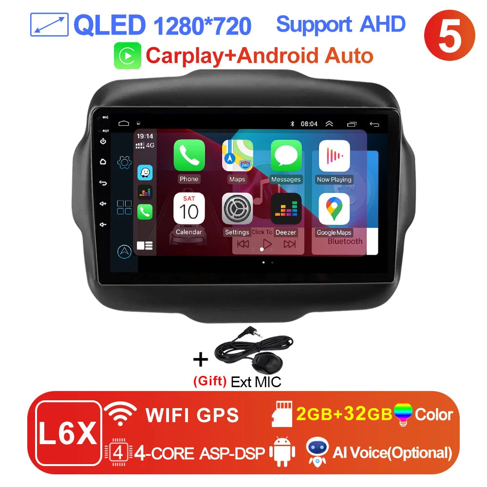 LEHX L6Pro 4G LTE DSP Car Radio Android Auto Video Multimedia Player For Jeep Renegade 2016-2020 Carplay 2din dvd Autoradio  gps