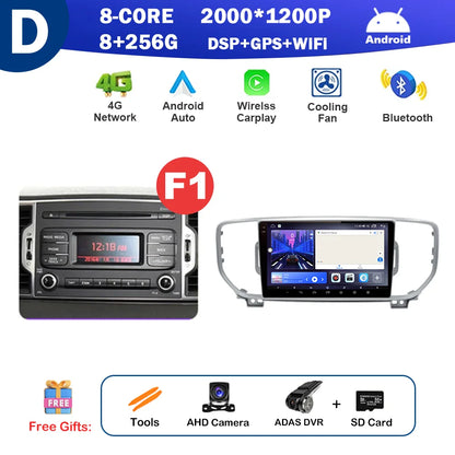 9 inch for KIA Sportage 4 QL 2016 2017 2018 Android Auto Navigation GPS Split Screen Wireless Carplay DSP Stereo Bluetooth WiFi