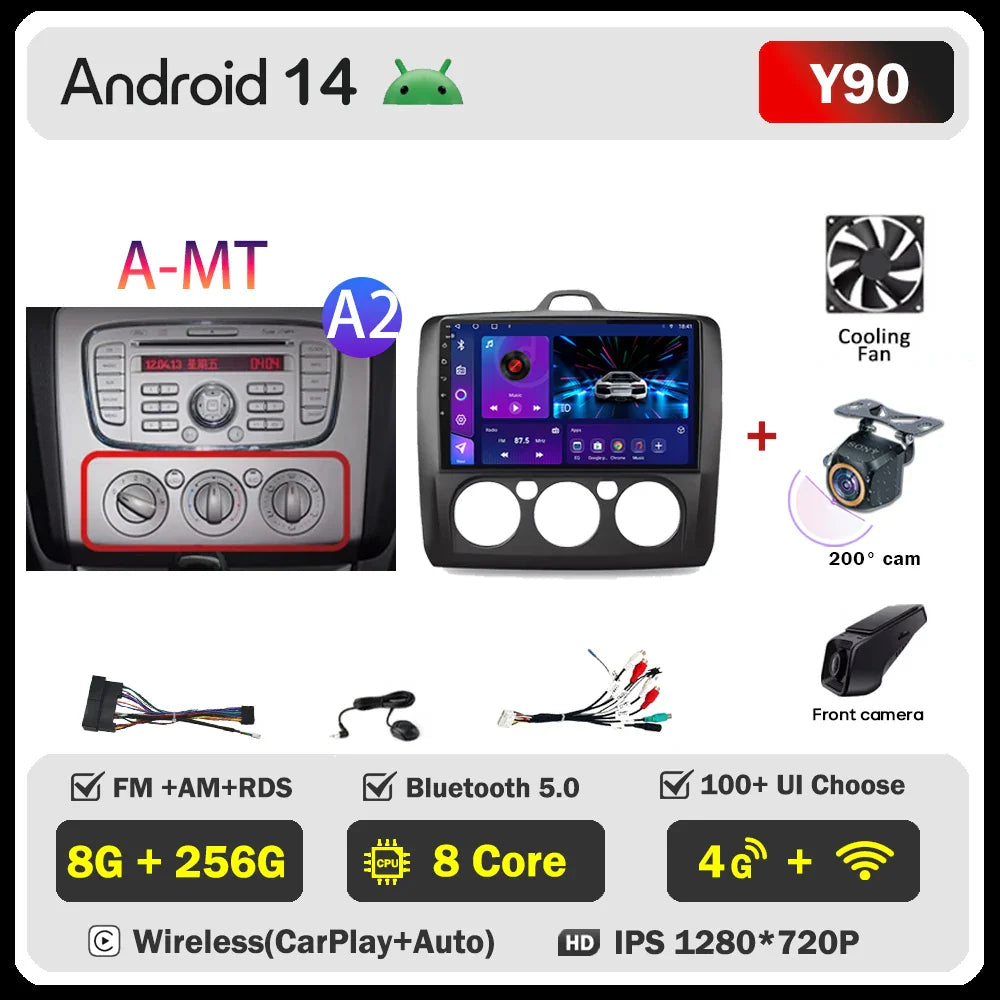 2din Android 14 Carplay Radio For ford focus 2 3 Mk2 Mk3 2004-2011 Automotive Car Multimedia GPS Autoradio 8 Core Wifi DSP BT