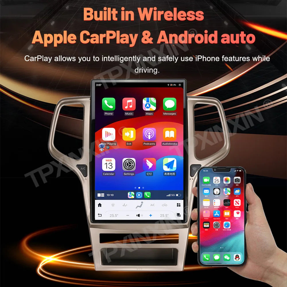 14.4 Inch Screen Qualcomm Android Auto CD Player Head Unit For Jeep Grand Cherokee 2011 2012 2013 GPS Navigation Radio Receiver