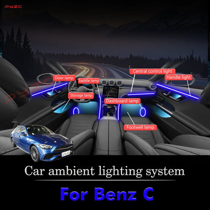 For BenZ C-Class Smart Remote Control RGB 64 Colors LED Car Interior Ambient Light Energy Saving Efficient Lamp Kit
