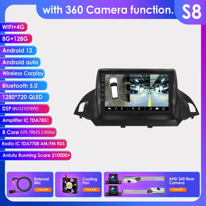 Hizpo 2 Din Android 13 For Ford Kuga 2 Escape 2013 - 2017 Car Radio Multimedia Video Player Navigation GPS 4G Carplay Stereo RDS