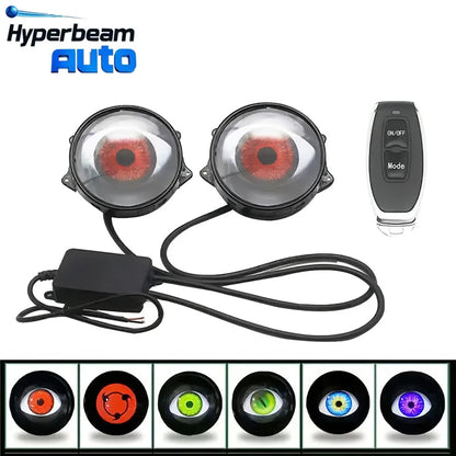 New 2.5/3 Inch Car Dynamic Blink Devil Eyes LED Devil Eyes Led Headlight Lens With Remote Control Atmosphere Light Auto Headlamp