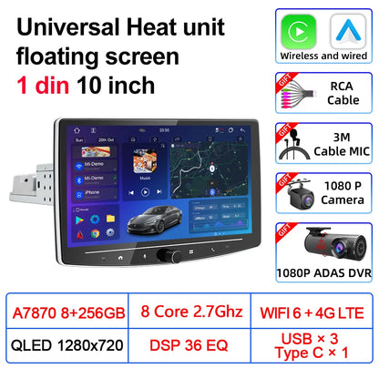 VATAV Android 13 1Din Floating screen Universal Multimedia AI voice Carplay Auto Stereo Radio Palyer Head Unit For Toyota Nissan