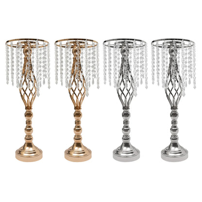 10pcs Crystal Flower Stand Wedding Centerpiece Crystal Metal Flower Vase for Reception Tables Wedding Supplies Gold/Silver