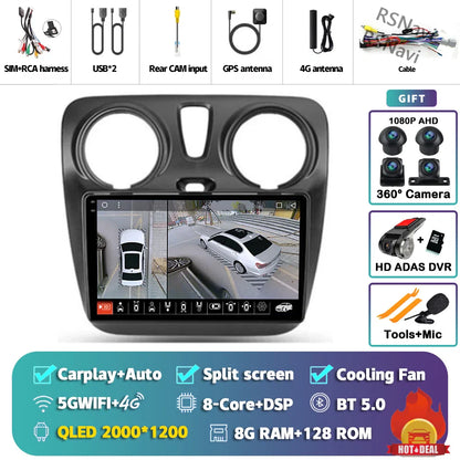 Android 14 Car Radio For Renault Lodgy Dacia Dokker 2012 2013 - 2021 Autoradio Auto Carplay WIFI+4G Multimedia DSP Stereo Player